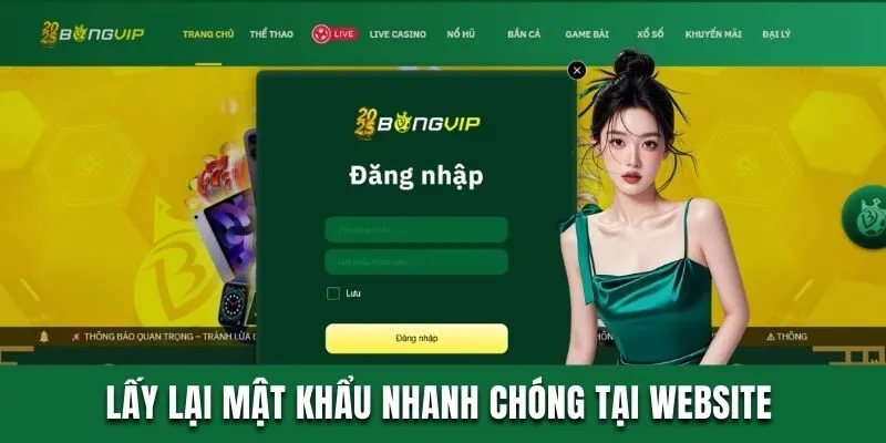 Lấy lại mật khẩu nhanh chóng tại website